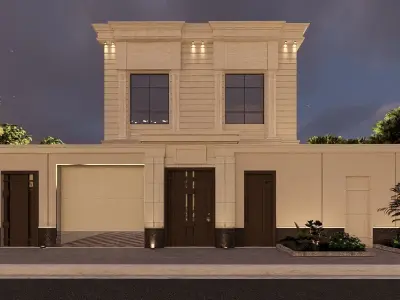 Classic Residential Villa SketchUp Model Night Render Included 3D model