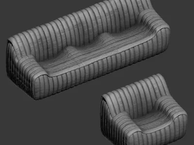 Sofa and armchair Espace Nord Ouest 3D model
