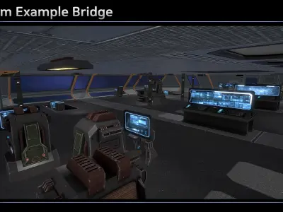 Modular Scifi Bridge Low-poly 3D model