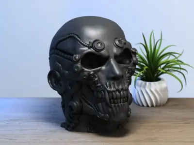 Robot skull human Headphone Stand 3D print model