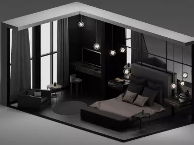 Ellmodel Stylish Isometric Bedroom - Modified Free 3D model
