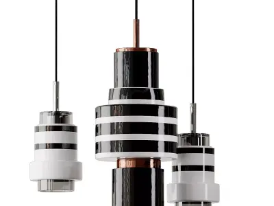 Ceramic and Glazed Copper Pendant and Suspension 3D model