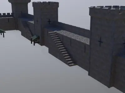 Modular Castle Kit Exterior and Interior 50 parts Low-poly 3D model