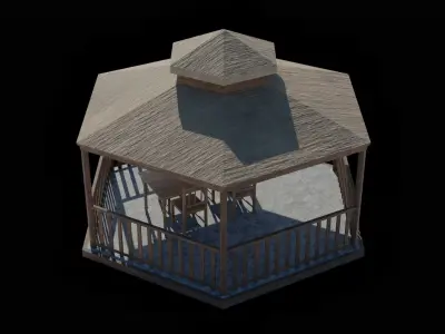 Gazeboo and Bench Low-poly 3D models  3D Model Pack