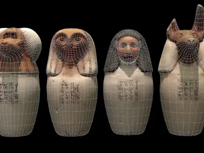 Canopic jars from Ancient Egypt Low-poly 3D model