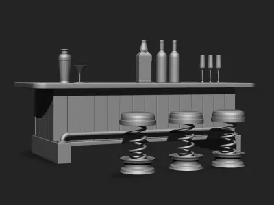 Bar Interior Collection Imm Brush Pack 45 in one 3D model