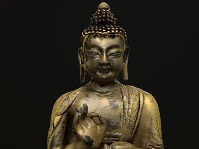 Buddha bronze statue Low-poly 3D model