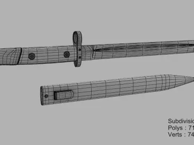 Karabiner k98 bayonet Low-poly 3D model