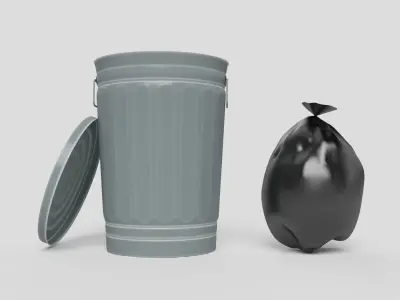 3 trash cans 3D model