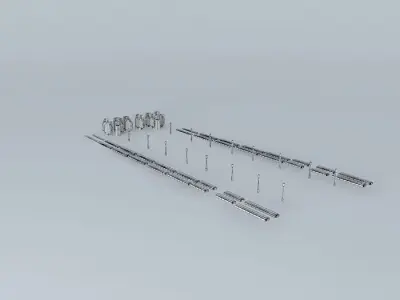 Construction and lampposts 3D model