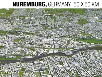 Nuremberg Germany 50x50km 3D City Map 3D model