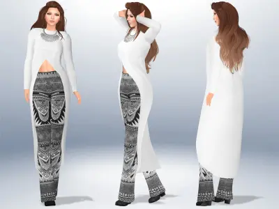 Tail Top and Separatable Leggins Low-poly 3D model