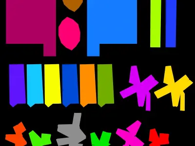 Wooden and stone wall fence set Low-poly 3D model