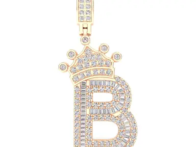 Crown Initial  A to Z  Letter Pendant 3D Model Pack