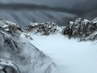 Snowy Mountain Terrain Low-poly 3D model