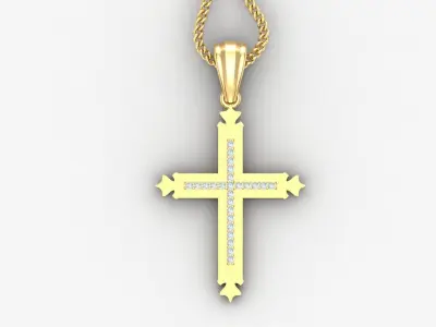 High Cross Pendant Light Gold 18K 4CP013 3D print model