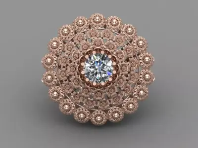 Indian Rose Gold Women Diamond Ring 3D print model 3D print model get