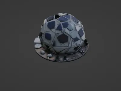 Futuristic Geodesic Space Colony Habitat Module 3D model