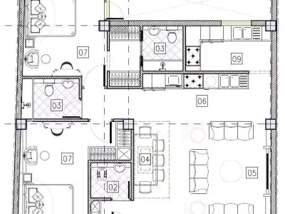 Modern Residential Ground Floor Plan with Parking Free 3D model