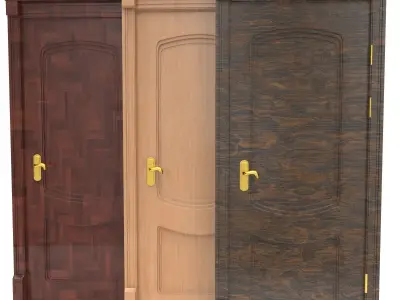 door set collection four wooden doors 3D Model Pack