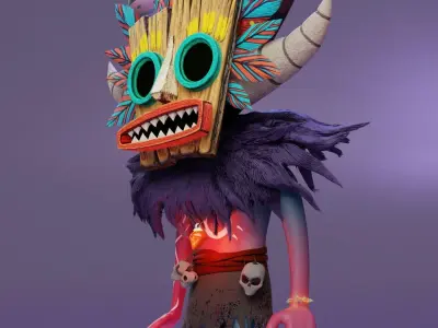 Shaman 3D model animated character with horns 3D model