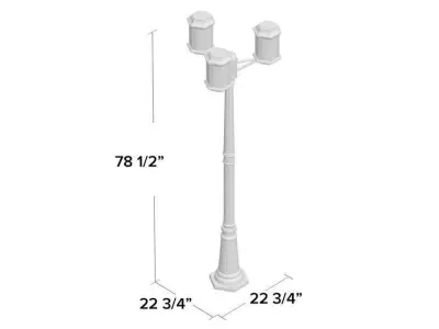 Barnes Black 3 -Light Hardwired Lamp Post 3D model