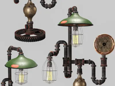 Antique Steam Gauge Lamp by Machineagelamps 3D model