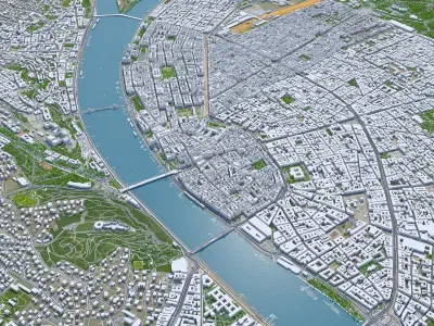 Budapest Downtown in Hungary Low-poly 3D model