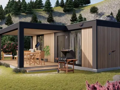 modern mobile home tiny house vacation house on 40m2 3D model