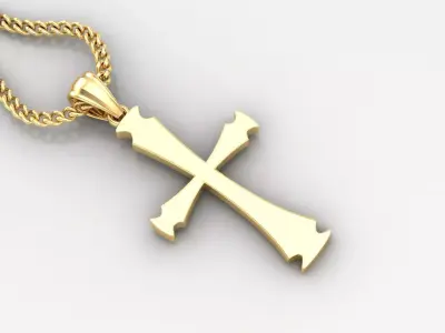 Light Gold 18K Cross Pendant 1CP015 3D print model