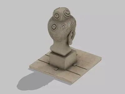 Chinese-style Buddha head sculpture Low-poly 3D model
