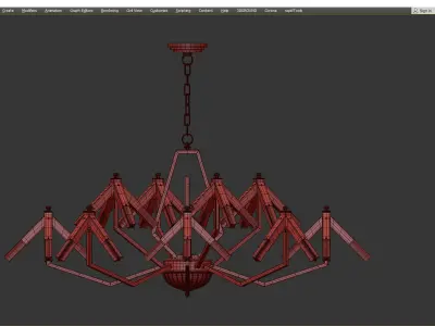 ELTON modern chandelier in brass and glass Low-poly 3D model