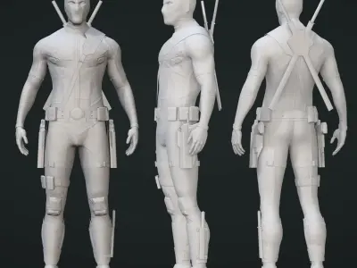  Deadpool Rigged Realtime - GameRess - Blender Eevee 