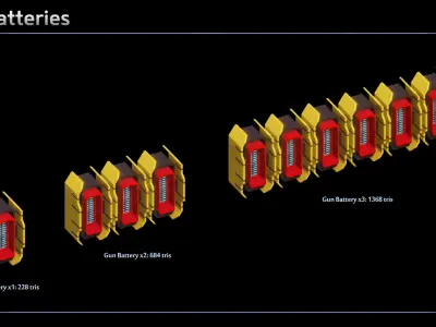 Spaceship Cruiser Modular Equipment Low-poly 3D model