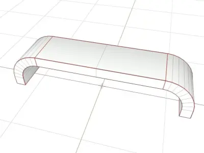 Long Bench Low-poly 3D model