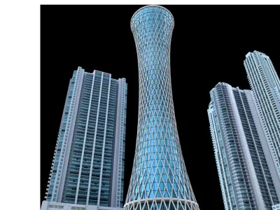 Tornado Tower Skyscraper 3D Model Low-poly 3D model