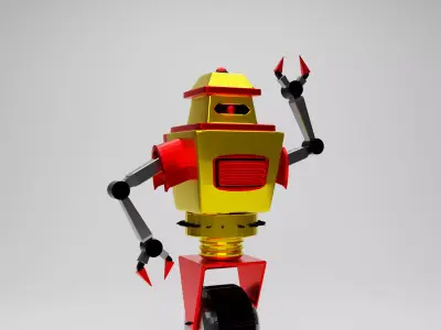 Metal Robot Low-poly 3D model