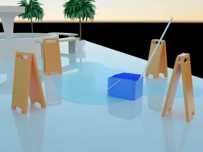 Low-poly isometric Lobby of a shopping mall Low-poly 3D model