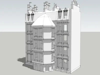 House-5 building with windows and balconies 3D model