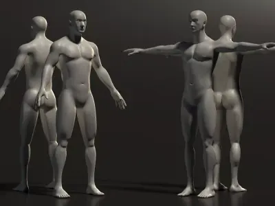 BASE MESH---Man Neutral and T-Pose Low-poly 3D model