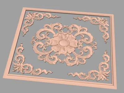 Door flower relief model STL format for CNC carving E473 3D model