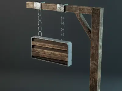 Old Wooden Sign Low-poly 3D model