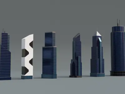 Low poly Buildings Pack 2 Low-poly 3D model