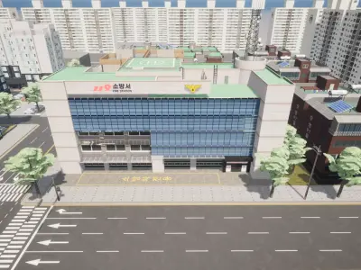 Korean Modular FireStation Low-poly 3D model