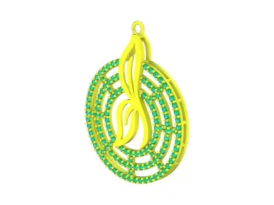 Luxury Musical Note Pendant with Gemstone Circle Design 6032 3D print model