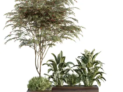 HQ Urban environment set of green plant benches 19 3D model