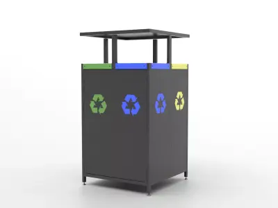 Metal Street Trash Bin 4K PBR Game Ready UV Unwrapped vol 09 Low-poly 3D model