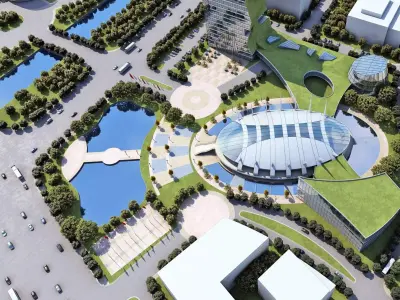 Eco Civic Campus with Green-Roof Tower 3D model