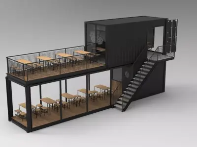 40ft Shipping Restaurant Design 3D model
