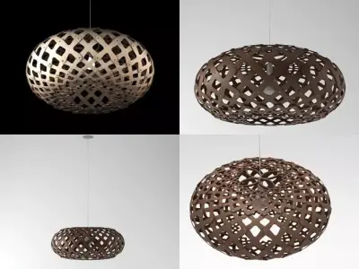 Kina four wooden pendant lights 3D model